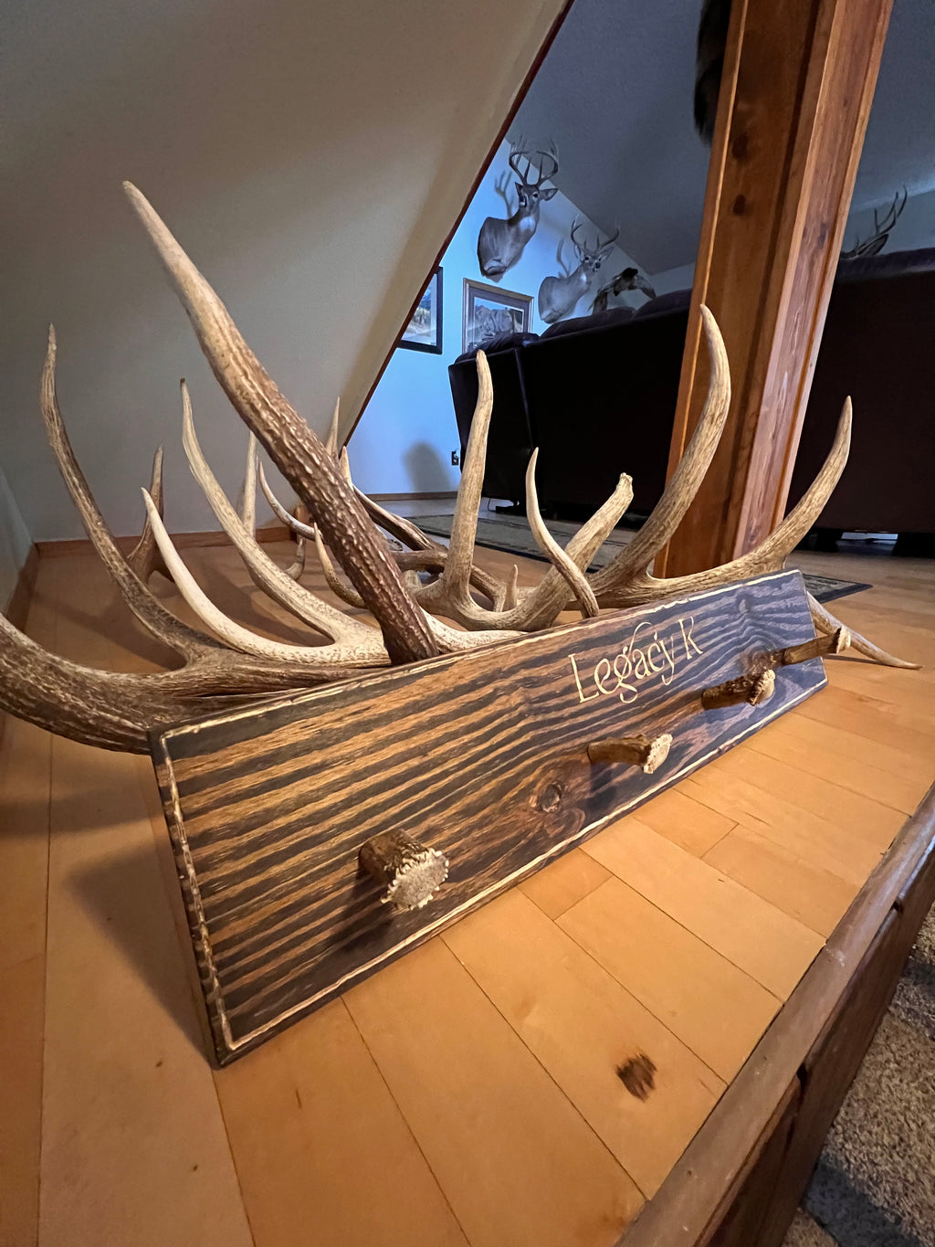 Custom Hand-Engraved Antler Wall Sign