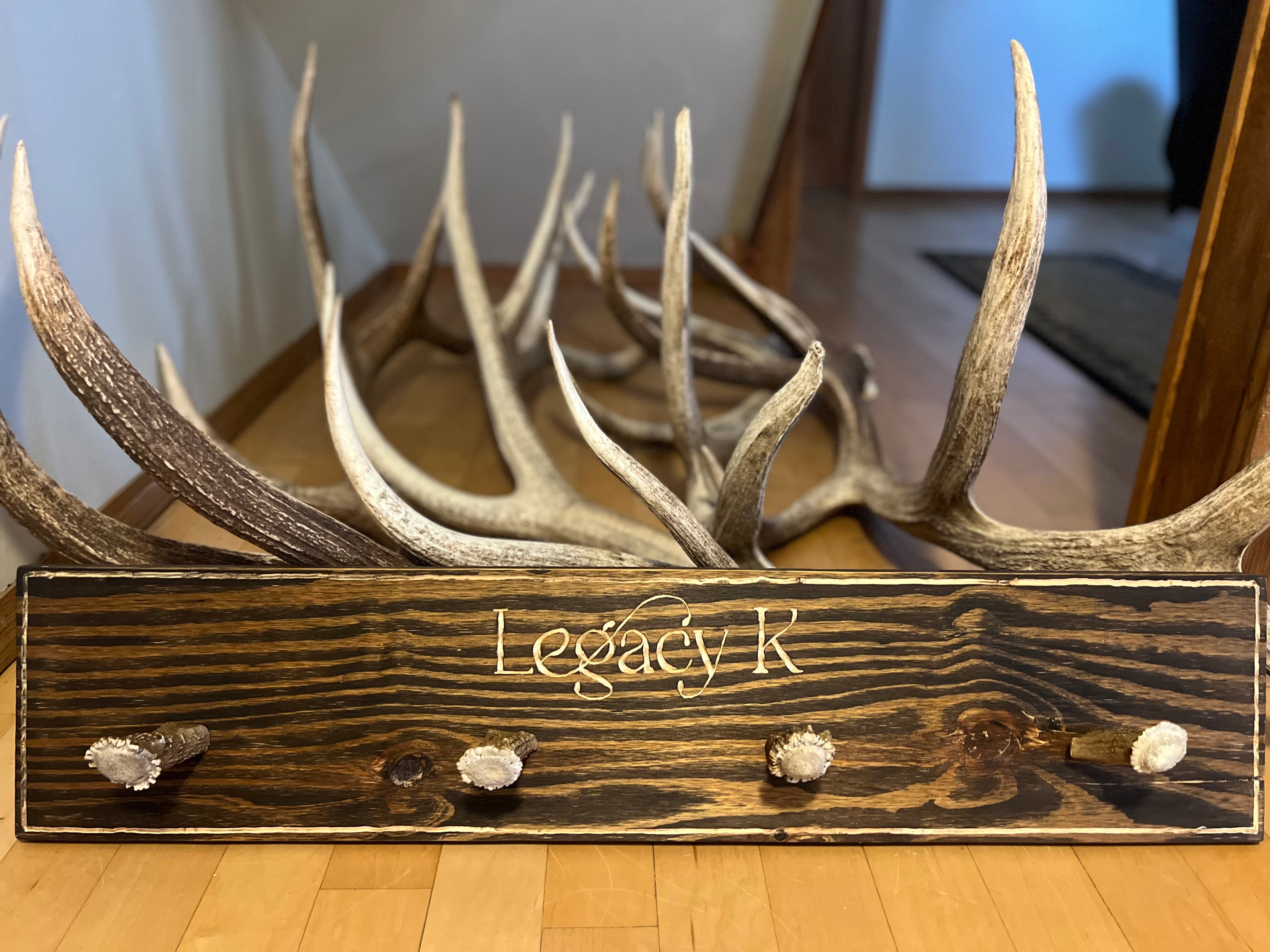 Custom Hand-Engraved Antler Wall Sign