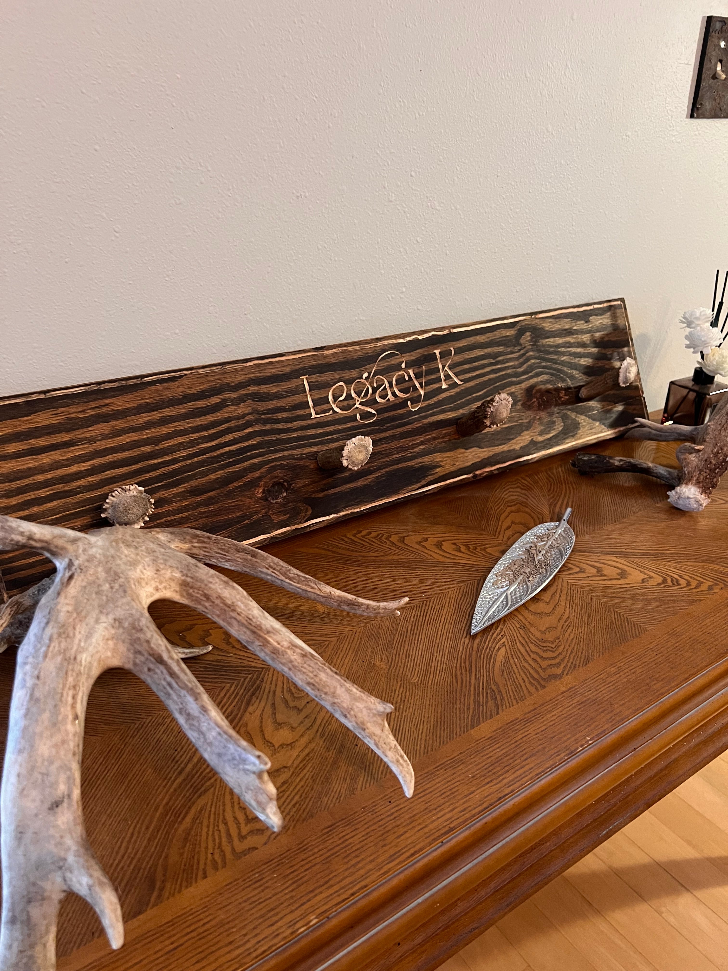 Custom Hand-Engraved Antler Wall Sign